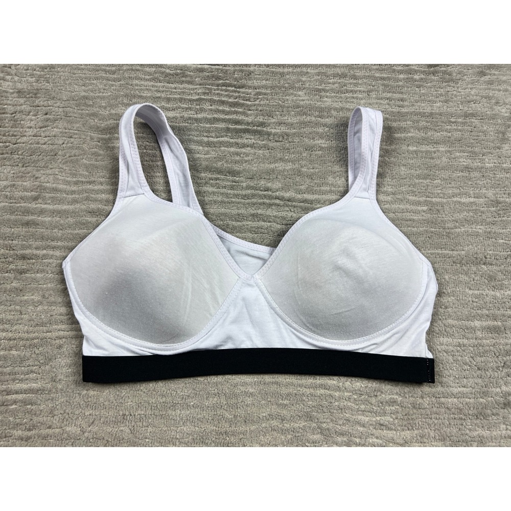 Zone Pro Sports Bra Womens 2X White Black Wireless Low Impact‎ Padded Athleisure